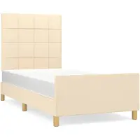 vidaXL Bedframe zonder matras 90x200 cm stof crèmekleurig
