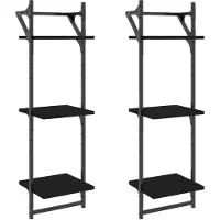 vidaXL Wandschappen 3-laags met stangen 2 st 30x25x100 cm zwart