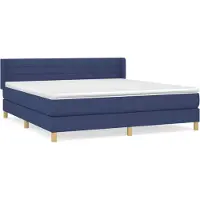 vidaXL Boxspring met matras stof blauw 160x200 cm