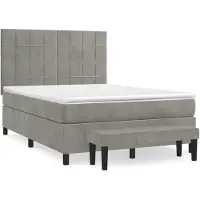 vidaXL Boxspring met matras fluweel lichtgrijs 140x200 cm