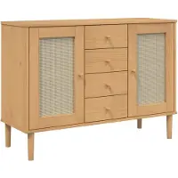 vidaXL Dressoir SENJA rattan-look 112x40x80 cm grenenhout bruin