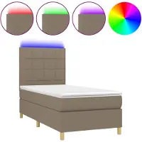 vidaXL Boxspring met matras en LED stof taupe 90x190 cm
