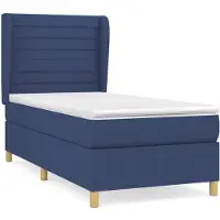 vidaXL Boxspring met matras stof blauw 90x190 cm