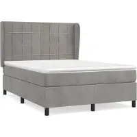 vidaXL Boxspring met matras fluweel lichtgrijs 140x190 cm