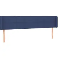 vidaXL Hoofdbord met randen 203x16x78/88 cm stof blauw