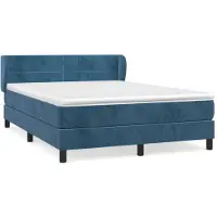 vidaXL Boxspring met matras fluweel donkerblauw 140x190 cm