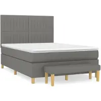 vidaXL Boxspring met matras stof donkergrijs 140x190 cm
