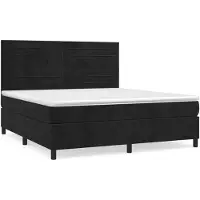 vidaXL Boxspring met matras fluweel zwart 160x200 cm