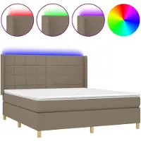 vidaXL Boxspring met matras en LED stof taupe 160x200 cm