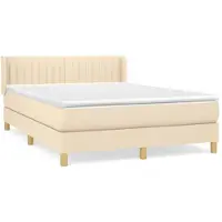 vidaXL Boxspring met matras stof crèmekleurig 140x190 cm