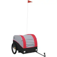 vidaXL Fietstrailer 45 kg ijzer zwart en rood
