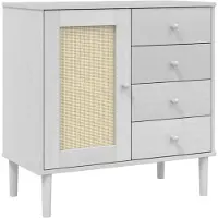 vidaXL Dressoir SENJA 80x40x80 cm rattan look massief grenenhout wit