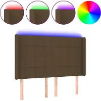 vidaXL Hoofdbord LED 147x16x118/128 cm stof donkerbruin