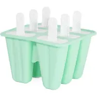 Intirilife Siliconen Ijsvorm met 6 holtes in Groen - 14 x 9 cm - Herbruikbare vorm voor zelfgemaakt ijs op een stokje, zonder BPA