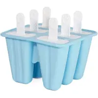 Intirilife Siliconen Ijsvorm met 6 holtes in Blauw - 14 x 9 cm - Herbruikbare vorm voor zelfgemaakt ijs op een stokje, zonder BPA