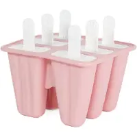 Intirilife Siliconen Ijsvorm met 6 holtes in Roze - 14 x 9 cm - Herbruikbare vorm voor zelfgemaakt ijs op een stokje, zonder BPA