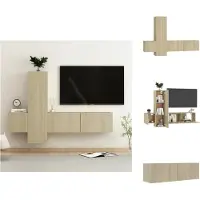 vidaXL Tv-meubel - Tv-meubelen - Tv-meubels - Tv-meubilair - 3-delige Tv-meubelset bewerkt hout sonoma eikenkleurig