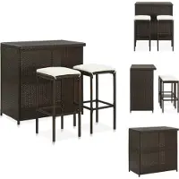 vidaXL Barset - Barsets - Bar Set - Bar Sets - 3-delige Barset poly rattan bruin