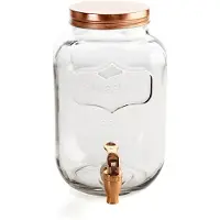 Quid Drankdispenser Habitat, koperkleurig met deksel, glazen kan, 4 liter