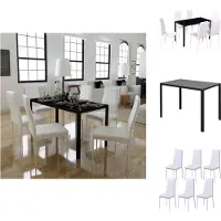 vidaXL Eetset - Eetsets - Eettafel En Stoel - Eettafels En Stoelen - Eetkamerset 7-delig wit en zwart