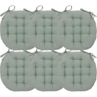 Atmosphera Tuinstoelkussen - 6x - mintgroen - katoen - 38 x 38 x 6.5 cm - wicker zitkussen rond