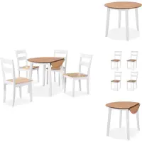 vidaXL Eetkamerset - Eetkamersets - Eetkamer Set - Eetkamer - Eetkamerset MDF en rubberwood wit 5-delig