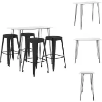 vidaXL Barset - Barsets - Bar Set - Bar Sets - 5-delige Barset wit en zwart