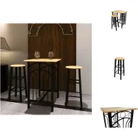 vidaXL Eettafel - Eettafels - Eetstoel - Eetstoelen - Eetset hout met zwart staal tan