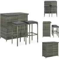 vidaXL Barset - Barsets - Bar Set - Bar Sets - 3-delige Barset poly rattan grijs
