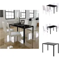 vidaXL Eetset - Eetsets - Eettafel En Stoel - Eettafels En Stoelen - Eetkamerset 5-delig zwart en wit