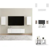 vidaXL Tv-meubelset - Tv-meubelsets - Tv Meubelset - Tv Meubelsets - 4-delige Tv-meubelset bewerkt hout wit
