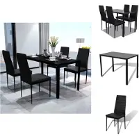 vidaXL Eetset - Eetsets - Eettafel En Stoel - Eettafels En Stoelen - 5-delige Eethoek zwart