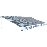 vidaXL Luifel handmatig uittrekbaar 500 cm blauw/wit