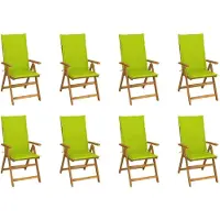 vidaXL Inklapbare stoelen 8 st met kussens massief acaciahout
