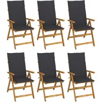 vidaXL Klapstoelen, 6 stuks, met kussens, gemaakt van massief acaciahout