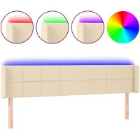vidaXL Hoofdbord LED 163x16x78/88 cm stof crèmekleurig