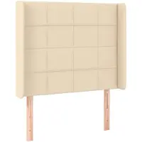 vidaXL Hoofdbord met randen 103x16x118/128 cm stof crèmekleurig