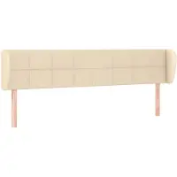 vidaXL Hoofdbord met randen 203x23x78/88 cm stof crèmekleurig