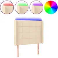 vidaXL Hoofdbord LED 103x16x118/128 cm stof crèmekleurig