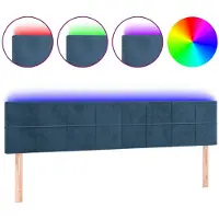 vidaXL Hoofdbord LED 160x5x78/88 cm fluweel donkerblauw