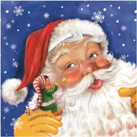 Merkloos Daisy kerst thema servetten - 40x st - 33 x 33 cm - kerstman - Feestservetten