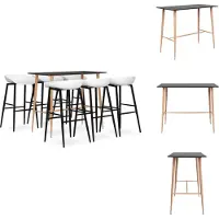 vidaXL Bartafel Zwart MDF en metaal 120x60x105 cm - Barkruk Wit PP en metaal 48x47.5x95.5 cm - Set tafel en stoelen
