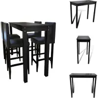 vidaXL Bartafel - Bartafels - Bar Tafel - Bar Tafels - Bartafel met 4 barkrukken zwart