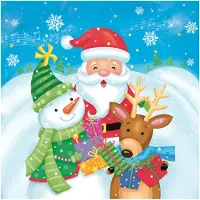 Merkloos Daisy kerst thema servetten -40x - 33 cm -kerstman, sneeuwpop, rendier - Feestservetten