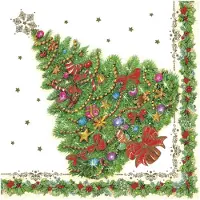 Merkloos Maki kerst thema servetten - 40x st - 33 x 33 cm - kerstboom - Feestservetten