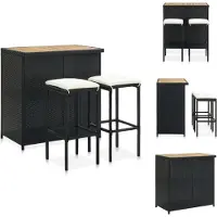 vidaXL Barset - Barsets - Bar Set - Bar Sets - 3-delige Barset poly rattan zwart
