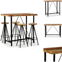 The Living Store Bar Set - Bar Sets - Bar Tafel En Kruk - Bar Tafels En Krukken - Barset massief gerecycled hout 5-delig