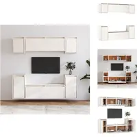 vidaXL Tv-kast - Tv-kasten - Tv-meubel - Hifi-meubel - Tv-meubelen 6 st massief grenenhout wit