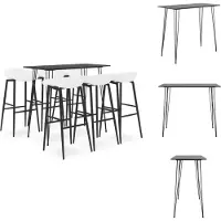 vidaXL Bartafel Dora - Zwart - MDF en metaal - 120 x 60 x 105 cm - Inclusief 1 x bartafel - Set tafel en stoelen