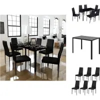 vidaXL Eetset - Eetsets - Eettafel En Stoel - Eettafels En Stoelen - Eetkamerset 7-delig zwart